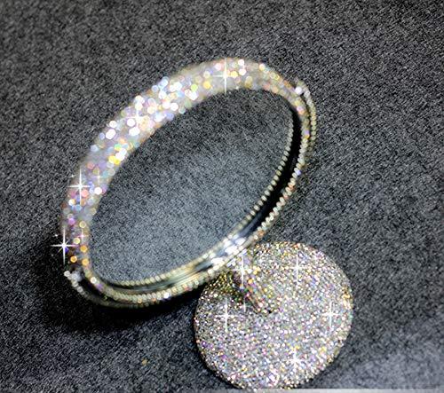 Bestbling Bestbling Bling Rhinestone Portable Magnified Double Sided Swivel Makeup Vanity Mirror, 360°Rotate Makeup Mirror Round Shaped Two-Sided Makeup Mirror (Silver)