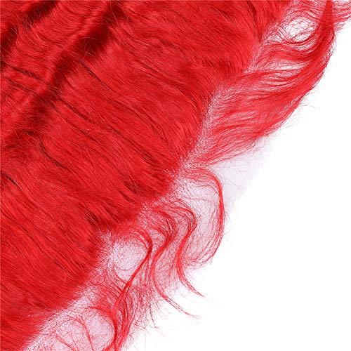 General Peruvian Remy Hair Bundles with Frontal Deep Wavy Mixed Length 13 with 4 Inches Red Frontal Lace Closure with Bundles
