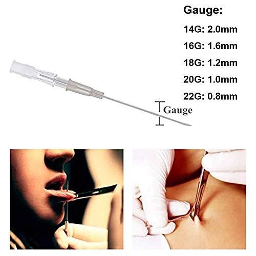 Beautylu Catheter Piercing Needles - Beautylu 5Pcs Mixed Ear Nose Piercing Needles IV Catheter Needles 14G 16G 18G 20G and 22G Body Piercing Needles for Piercing Kit Body Piercing Tattoo Tools (Mixed-5pcs)