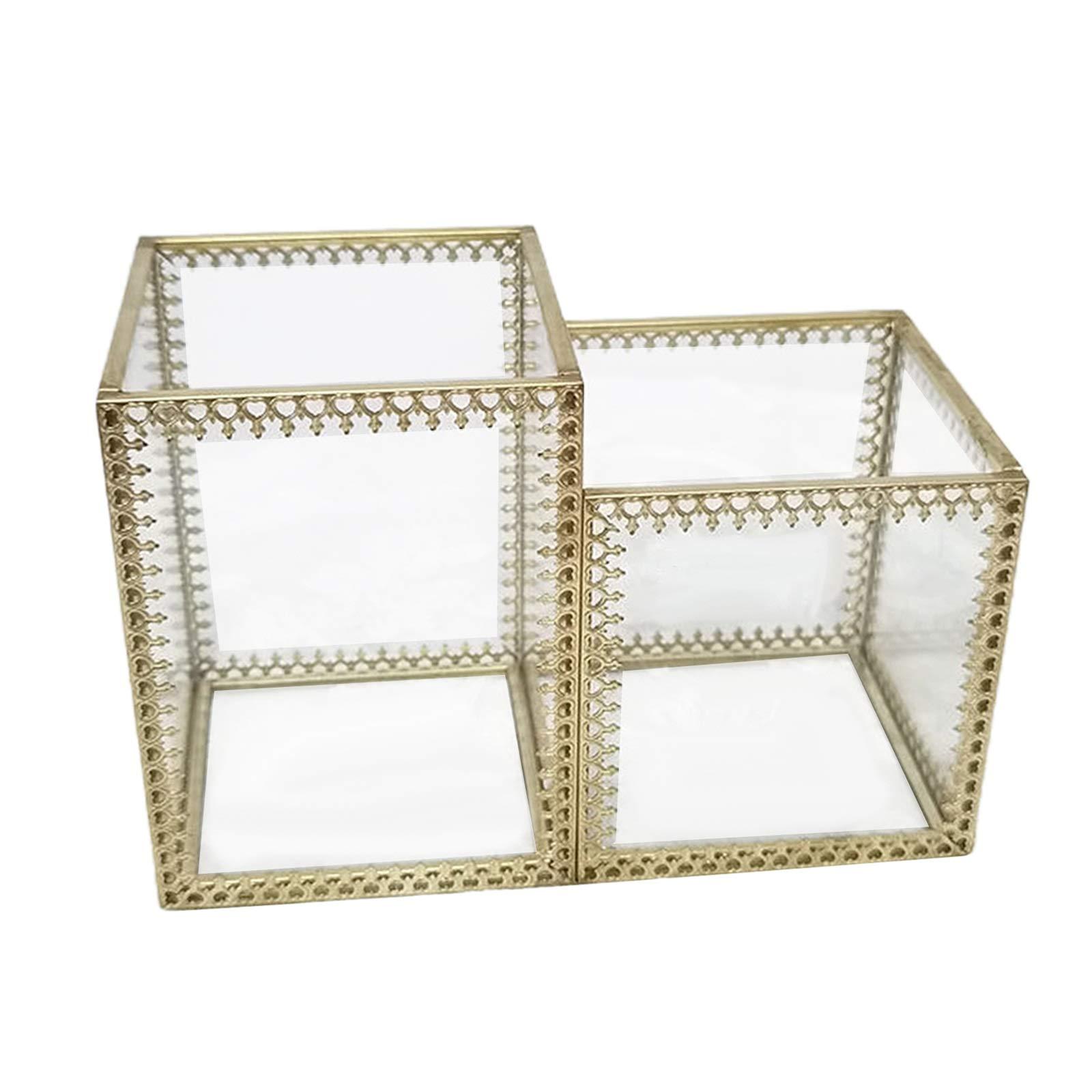 UPGENT UPGENT Cosmetic Skincare Organisers Golden Frame Cosmetic Storage Box Desktop Lipstick Glass Jewelry Classification Storage Makeup Brush Organizer Holder Makeup Display Case