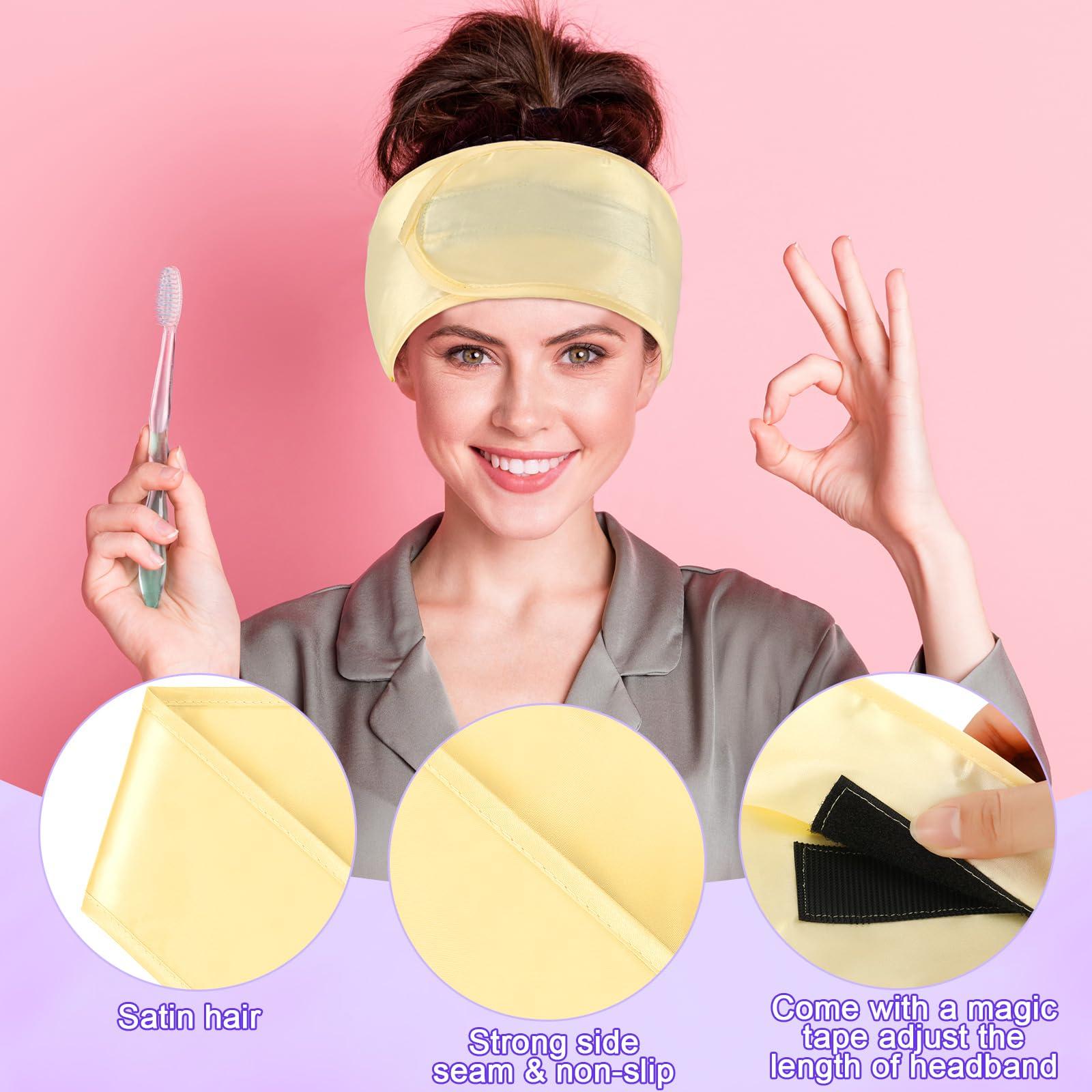 Eurzom Eurzom 4 Pieces Satin Hair Wrap Scarf Satin Headband for Black Women\'s Adjustable Silk Hair Wraps for Sleeping Nonslip Strips(Elegant Color)