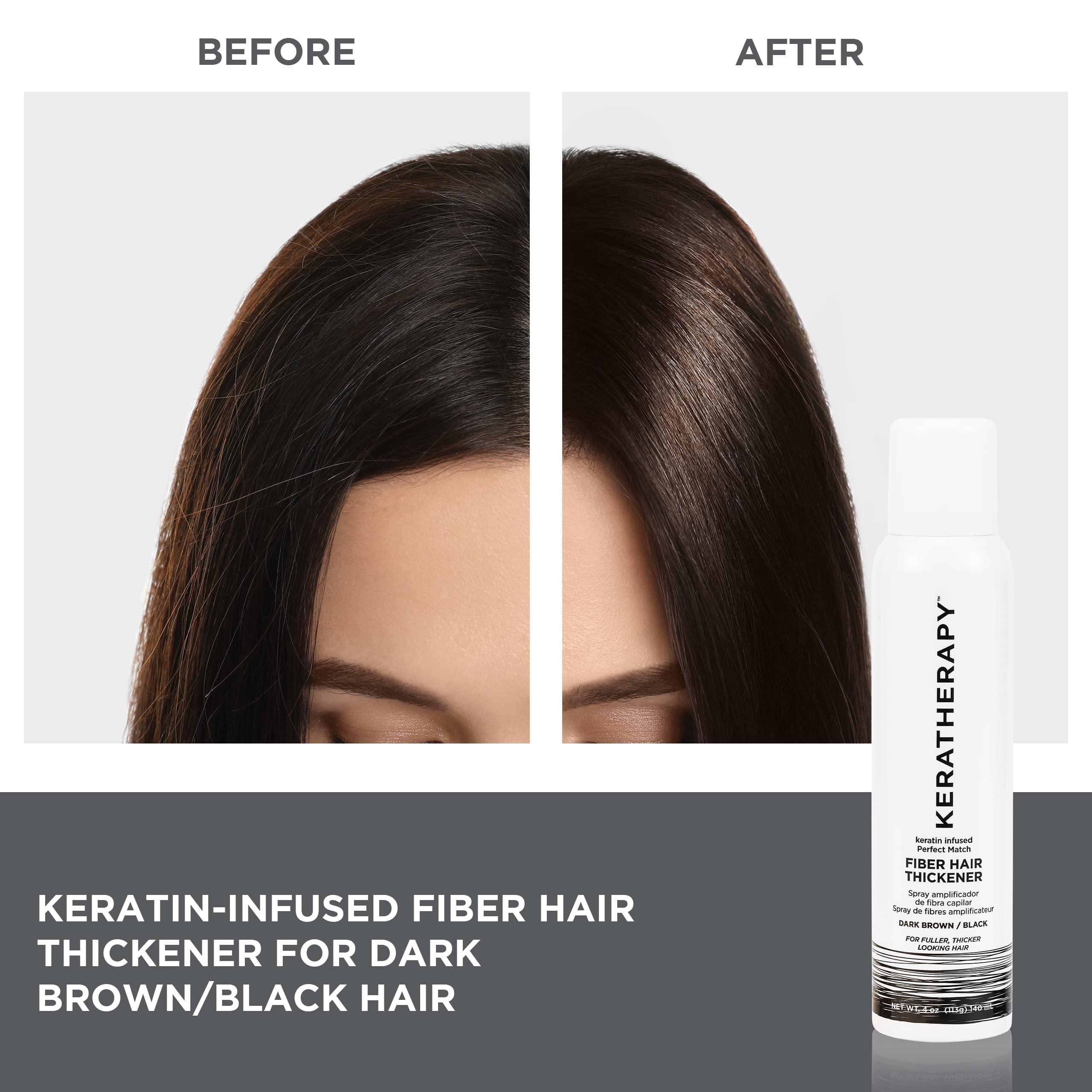 KERATHERAPY Keratherapy Keratin Infused Perfect Match Fiber Hair Thickener Spray, Medium Brown, 4 fl. oz., 140 ml - Volumizing, Thickening, & Concealing Hairspray for Scalp Coverage, Roots & Thinning Areas