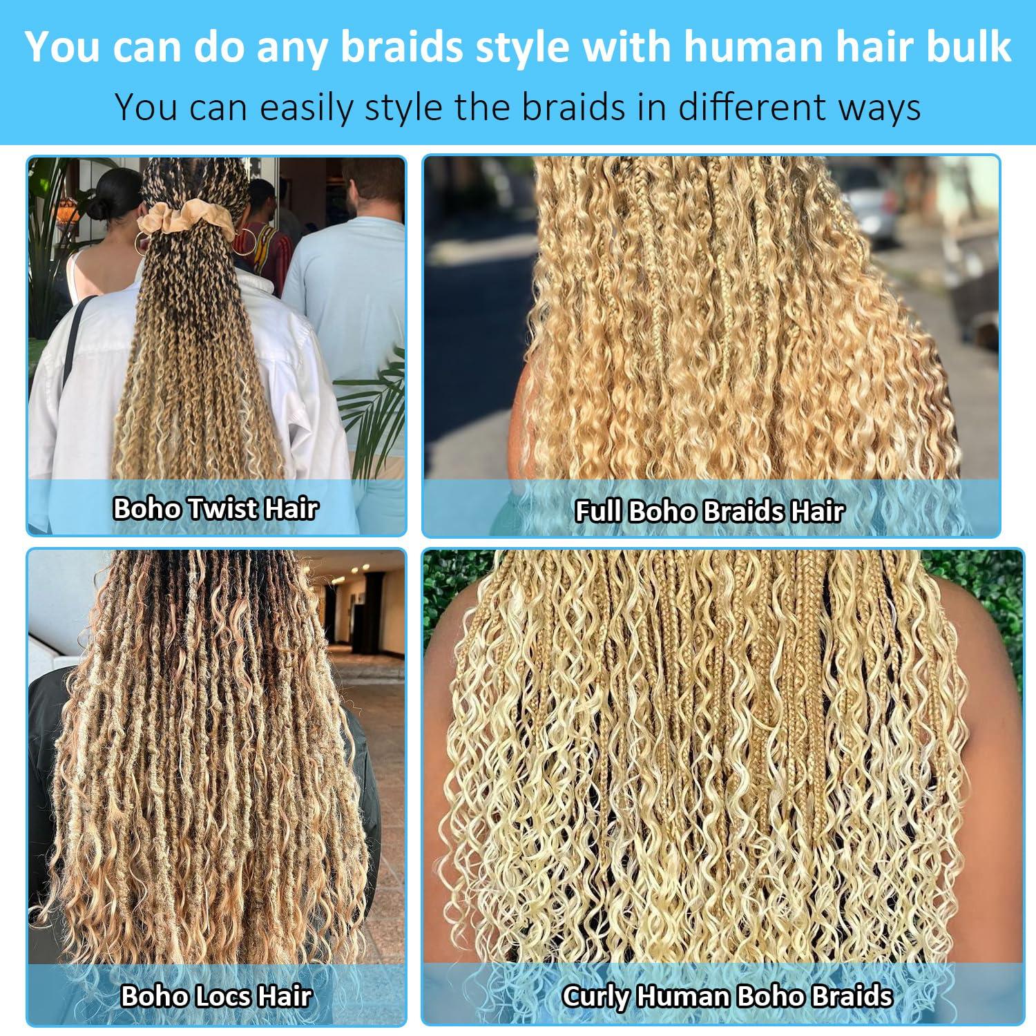 djd 27 Human Braiding Hair 22 Inch Honey Blonde Deep Wave Bulk Human Hair For Braiding Boho Braids 100g Human Braiding Hair Water Wave Blonde Human Hair for Braiding Micro Bohemian Braids