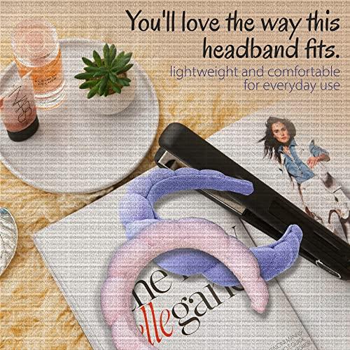 MIMI AND JUNE ORIGINAL Mimi and Co Spa Headband - Sponge & Terry Towel Cloth Fabric Head Band for Skincare, Face Washing, Makeup Removal, Shower, Facial Mask - Hair Accessories, Padded Headband, Croissant Headband