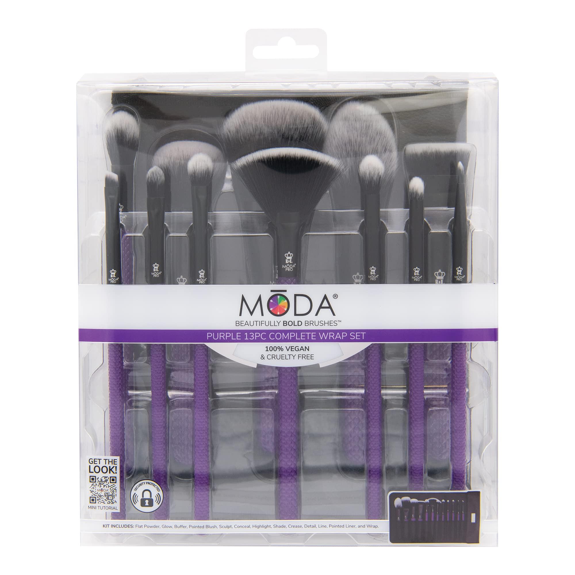 MODA MODA Pro Full Face 13PC Makeup Brush Set with Travel Pouch (Purple)
