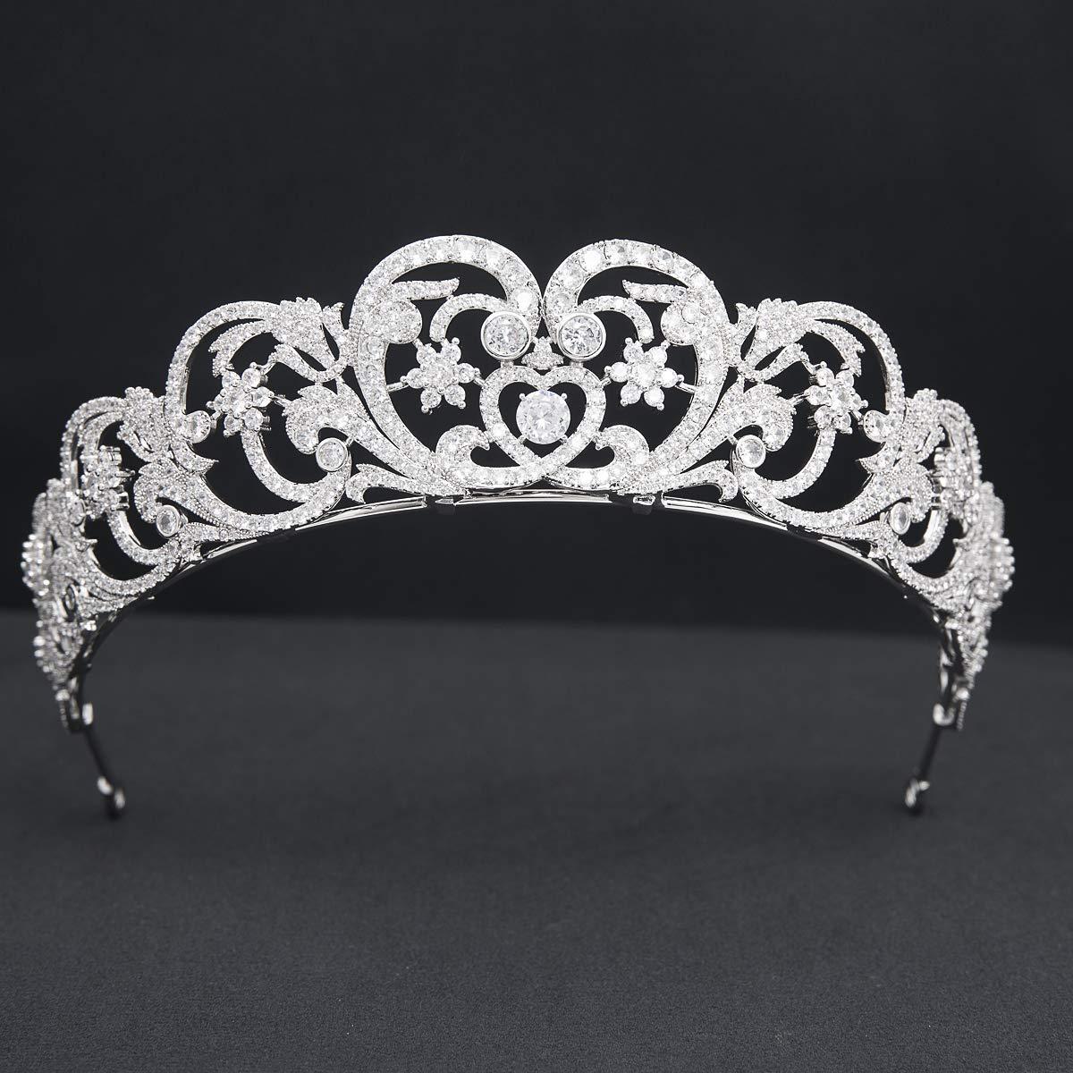 SEPBRIDALS The Spencer Replica Tiara Cubic Zirconia Royal Diadem for Wedding,Crystal Princess Headpieces,Prom Hair Jewelry CH10384