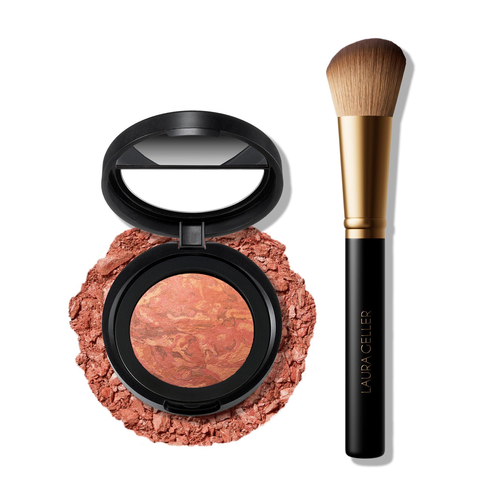 LAURA GELLER NEW YORK LAURA GELLER NEW YORK Baked Blush-n-Brighten Marbleized Blush + Angled Blush Brush (09 Beachy Horizon, 47mm)