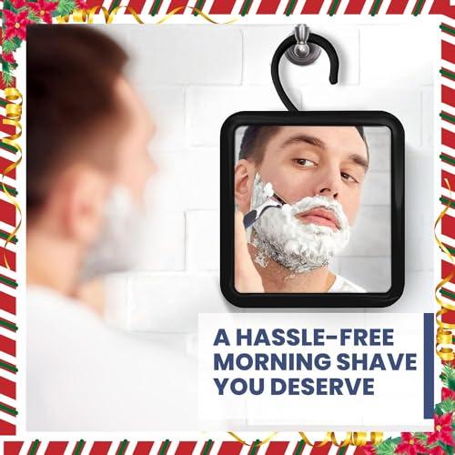 MIRRORVANA MIRRORVANA Hanging Fogless Shower Mirror for Shaving with 360 Rotatable Swivel Hook - Anti Fog and Shatterproof 6.3\" x 6.3\" Surface (Black)