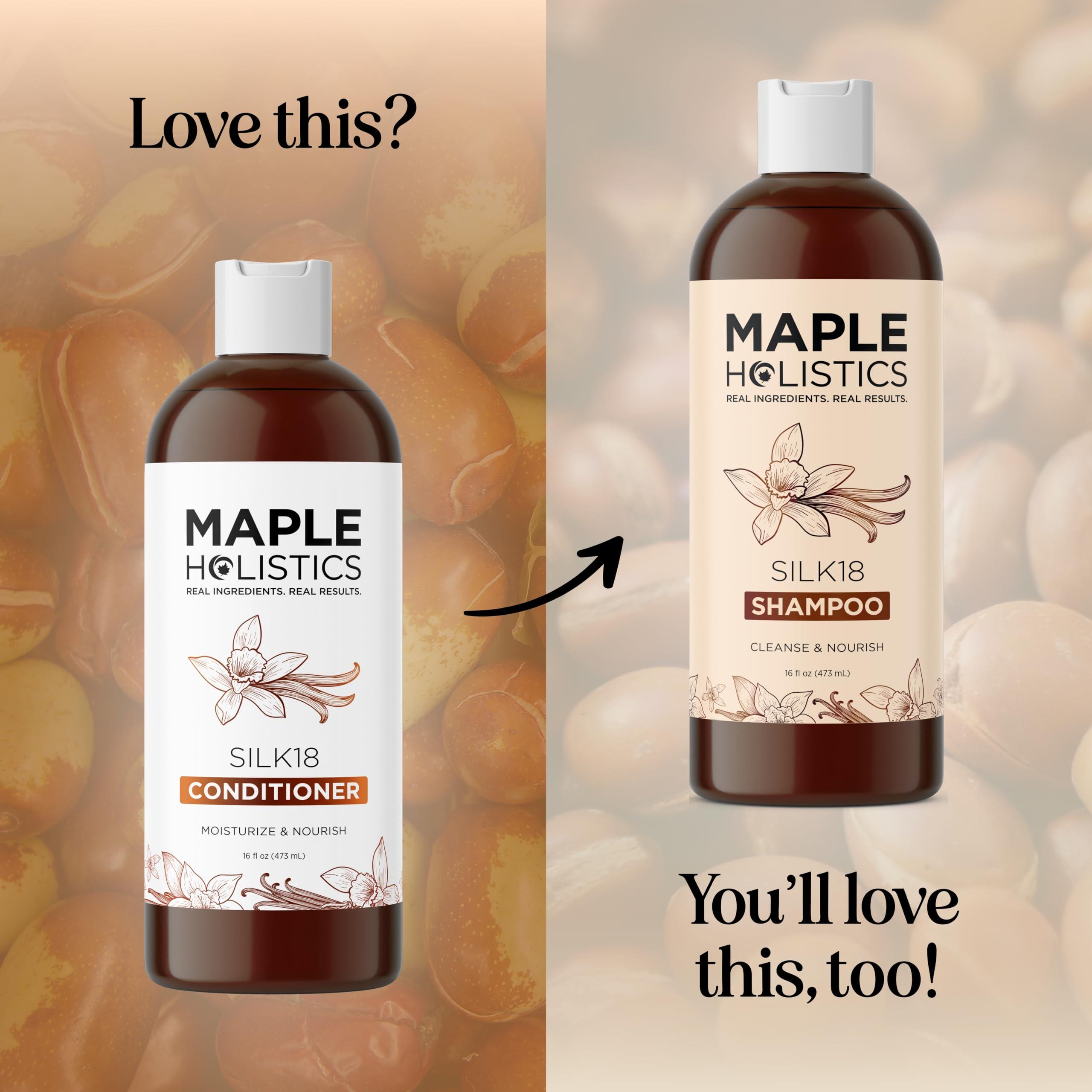 Maple Holistics Silk Protein Conditioner for Damaged Hair - Ultra Moisturizing Conditioner for Dry Hair with Deeply Nourishing Shea Butter Argan Oil Green Tea & Aloe - Helps Define Curls & Control Frizz (16 Fl Oz)