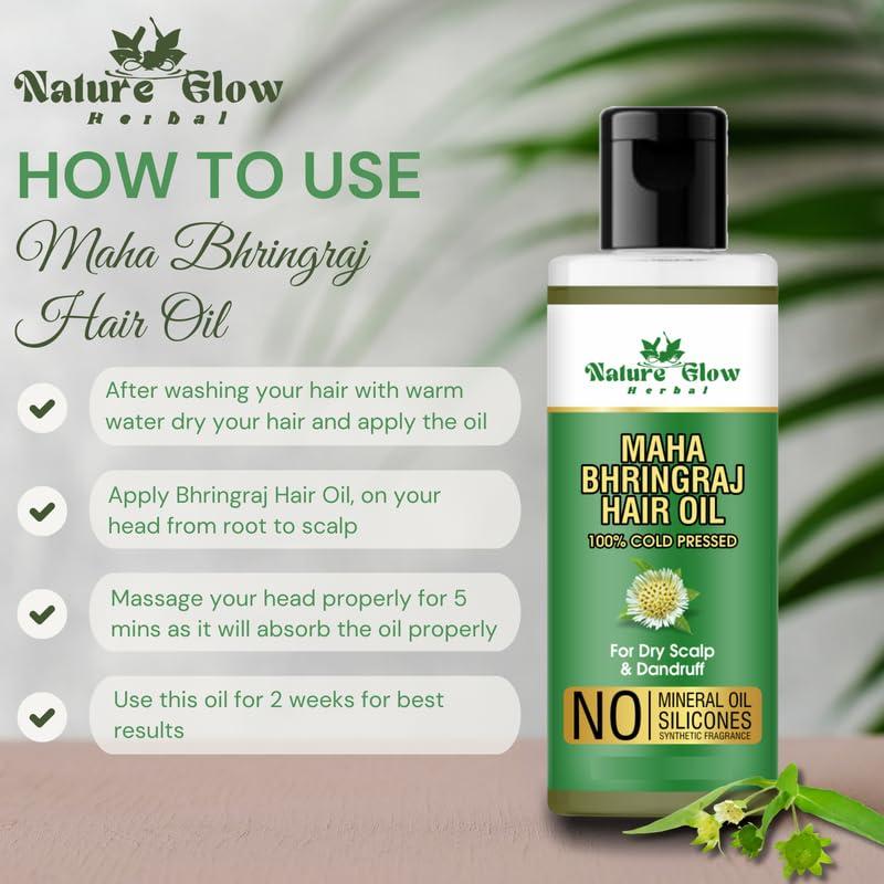 Nature Glow Herbal Nature Glow Herbal Maha Bhringraj Hair Oil |Pure and Cold Pressed for Hair, Paraben-Free, Sulfate-Free- 100ml
