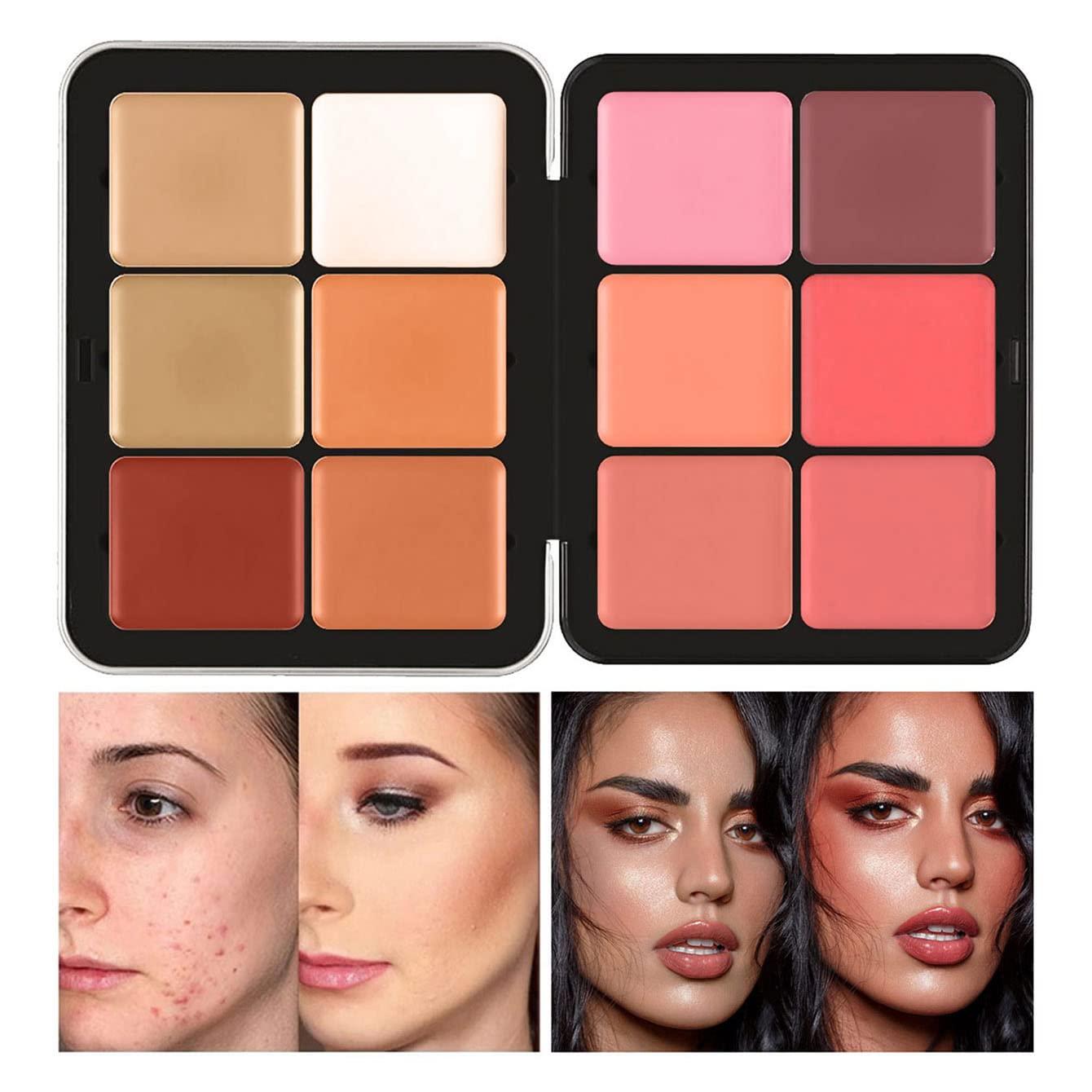 Kteubro 12 Color Concealer Palette Correcting Concealer Cream 12 Color Concealer Foundation Palette,Long-Wearing Full Coverage Makeup