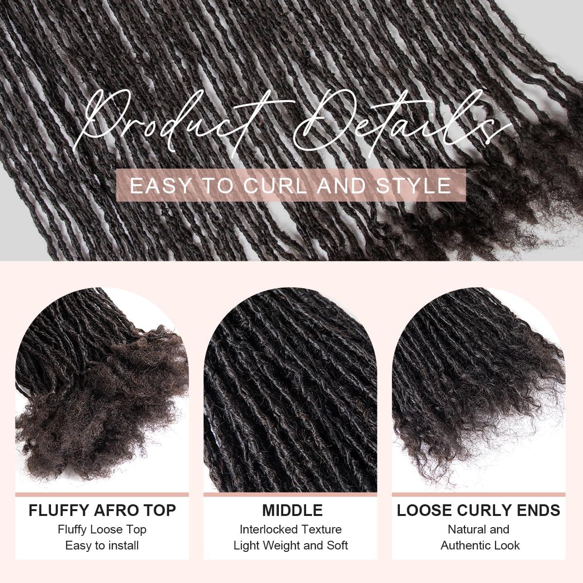 originea Originea 8-18 Inch 0.2 Thickness Curly Tips Interlocked sisters Locs 100% Real Human Hair Micro loc Extensions Permanent Dreadlock Extensions Natural Looking Locs (1B# 0.2cm, 8 Inch 30 Strands)