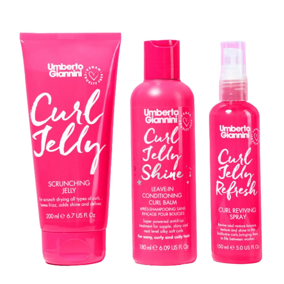 Umberto Giannini Umberto Giannini Curl Jelly Scrunching Jelly, Vegan & Cruelty Free Frizz Solution Gel for Curly or Wavy Hair, 200 ml (Curl Jelly Trio)