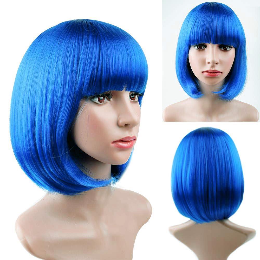 DOPI DOPI Economy Blue Bob Halloween Costume Wig, for Adult