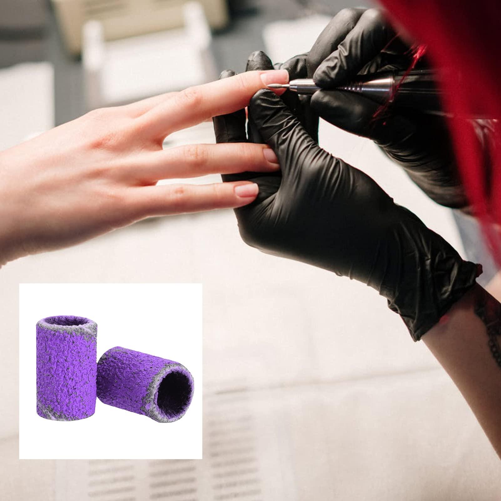 HEALLILY 100pcs Manicure Circle Sandpaper Cloth Purple Manicure Tools