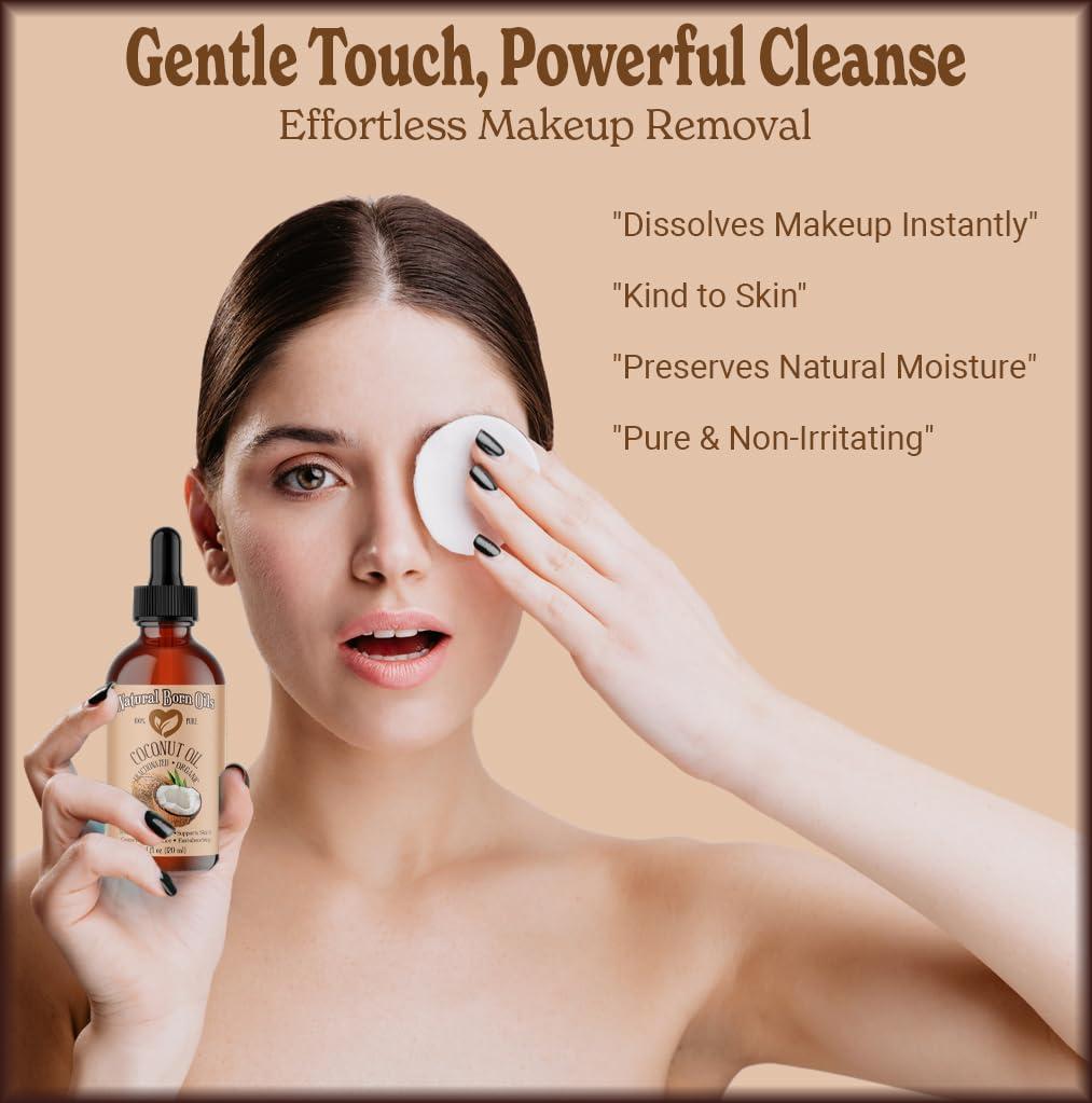 Natural Born Oils Coconut Oil Fractionated, 1 Gallon, Organic, Cold-Pressed, Carrier Oil, Fast-Absorbing, Deep Skin Care, Hair Health, Natural Born Oils.
