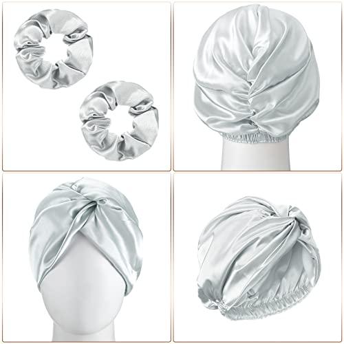 SATINIOR SATINIOR 6 Pieces Silk Cap Silk Pillowcase Set, Silk Sleeping Bonnet Silk Hair Wrap Silk Pillow Cases Silk