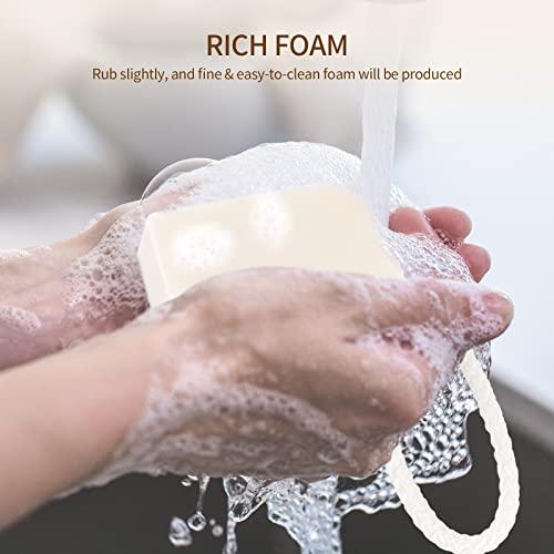 IeBilif IeBilif Bar Soap for Men, Soap On A Rope 4 Bar Pack Men's Soap, Body and Face Natural Bath Soap For Men 200g/7.05 Oz each