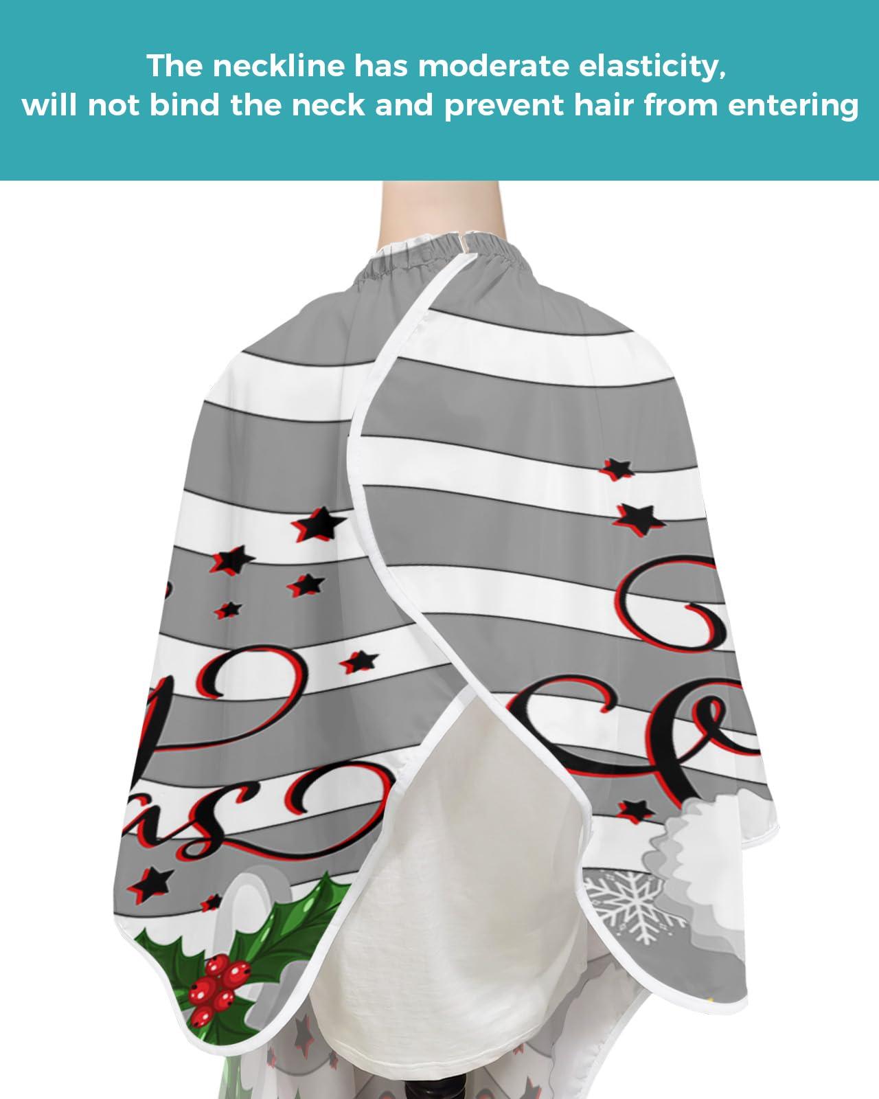 Double Love Santa Claus Barber Cape - Salon Hair Cutting Cape for Women,Men,Kids,Adults,Haircut Cape with Adjustable Elastic Neckline Hairdressing Stylist Cape Gown Accessories Winter Xmas Elk Grey Berry