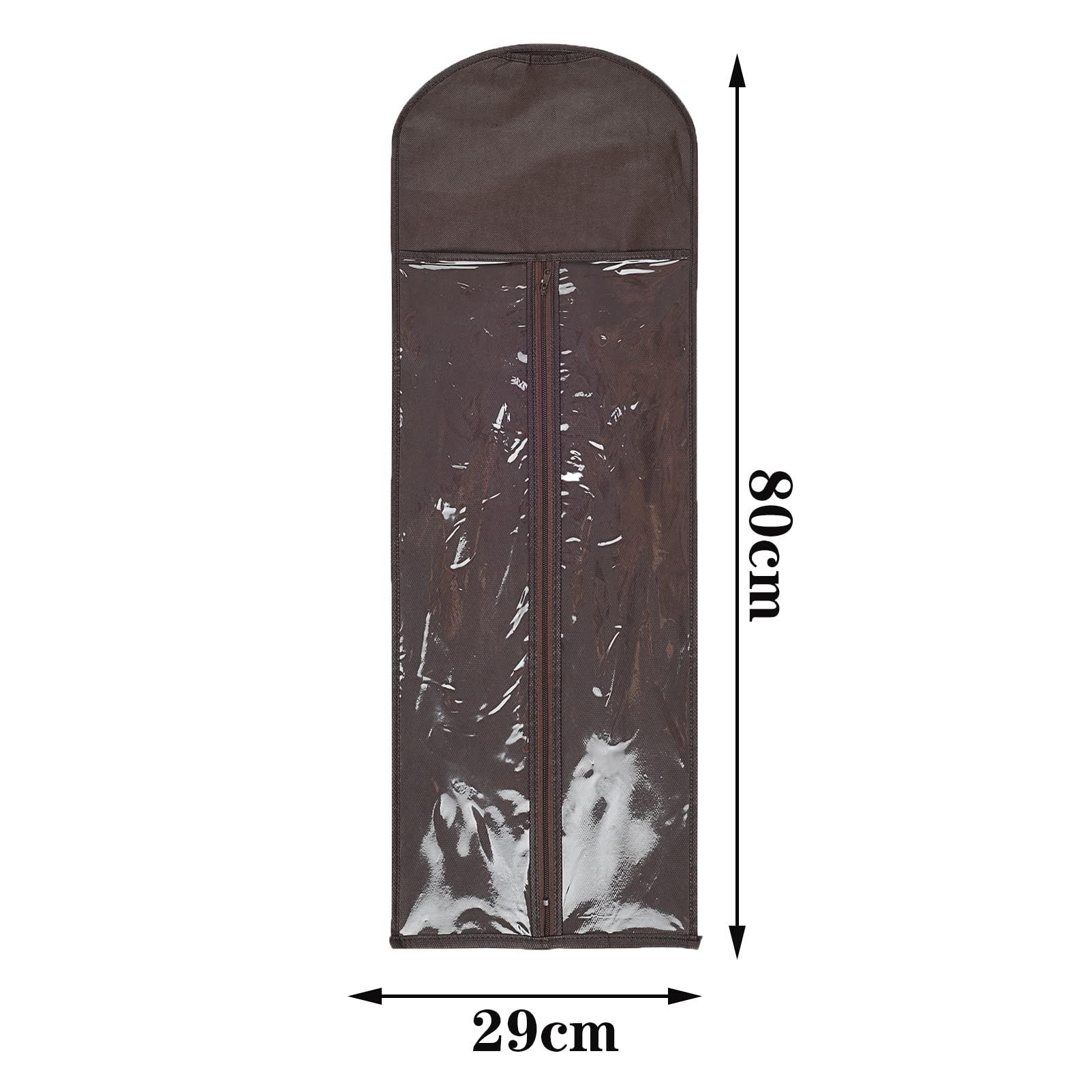 Sanmum 10 Packs 31.5in Extra Long Hair Extensions Storage Bag Folding Wig Bags Dust Proof Wigs Carrier Bags with Strong Zipper for Home Salon Organizer (Coffee)