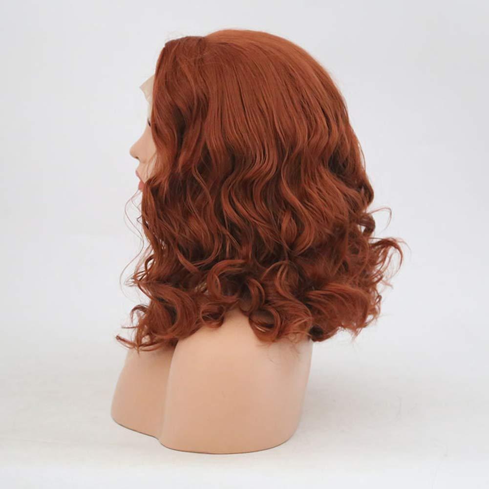 CNRO Hair CNRO Hair Auburn Wigs Short Wavy Lace Front Wigs Copper Red Synthetic Wig For Women Shoulder Length (Red Brown)