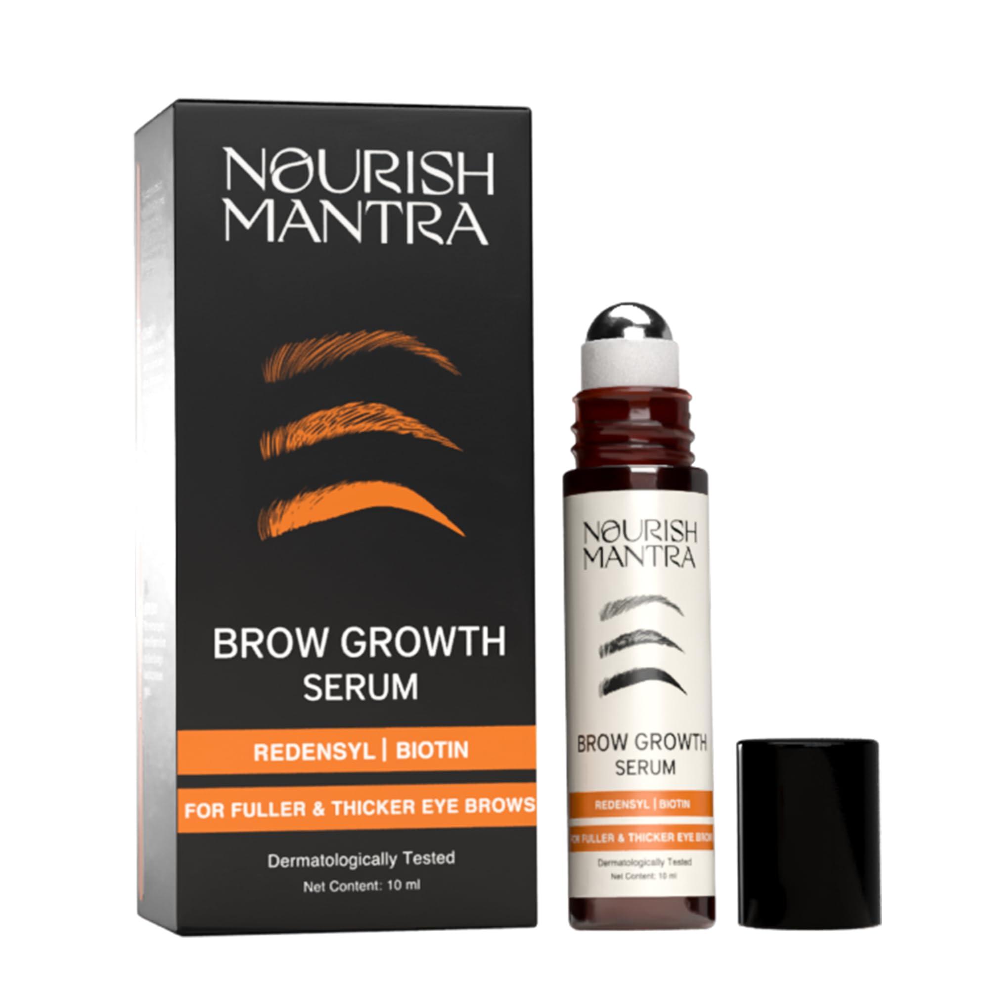 NOURISH MANTRA Nourish Mantra Eyebrow Growth Serum | Formulated with Redensyl, Biotin, Peptides & Amino Acids | Natural Eyebrow Serum and Enhancer for Thicker Brows | Brow Enhancing Serum 10 ml