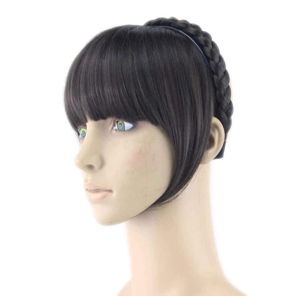 Aonmg Aonmg 8 Colors Synthetic Hair Fringe Black Blonde HAir fake bangs With Braided Hair Clip Hairpieces Accessories 4/27HL 6inches