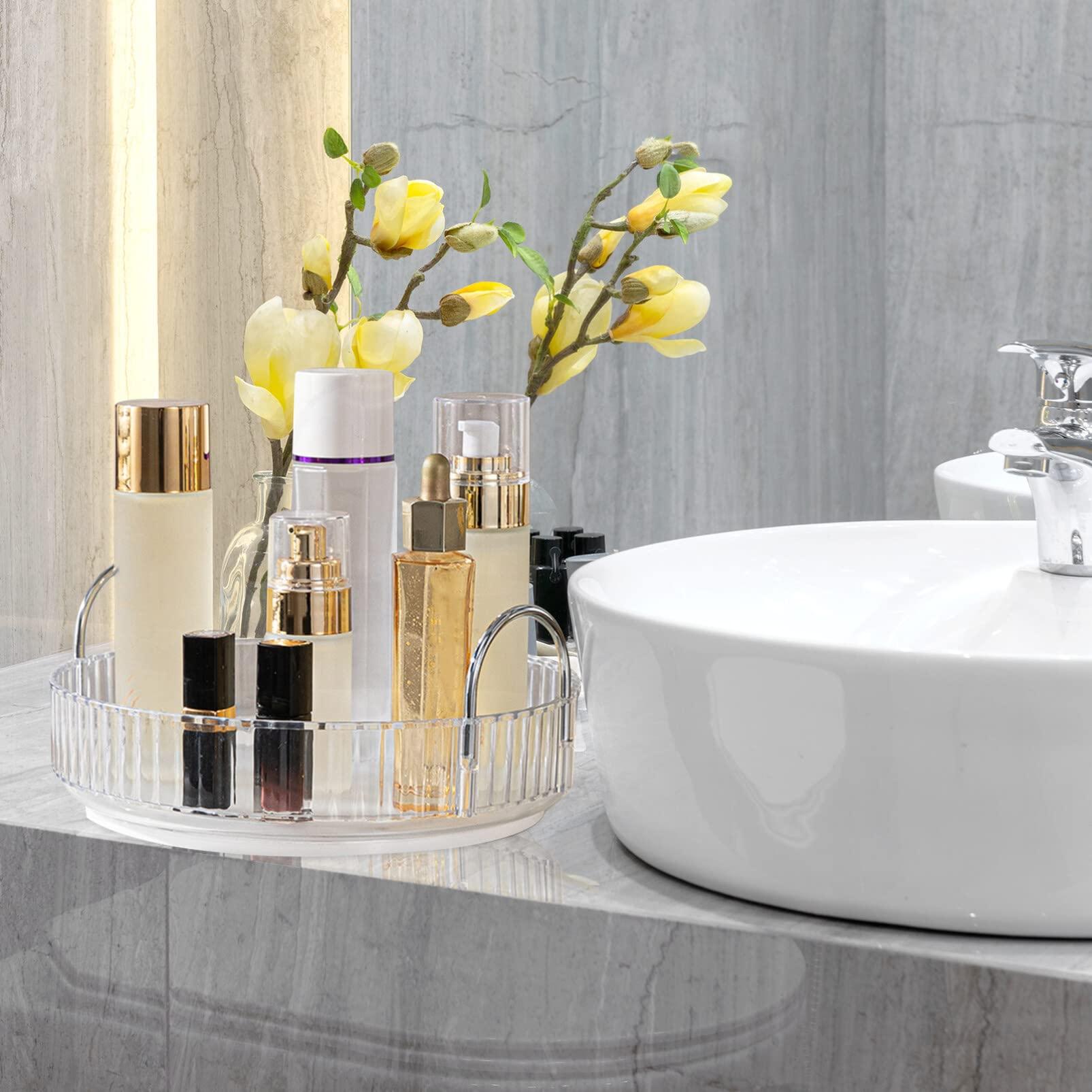 FOMIYES Box Storage Tray Cosmetic Rotating Tray Desktop Cosmetic Organizer Small Skincare Organizer Rotating Cosmetic Organizer Cosmetic Display Case Makeup Tray Organizer