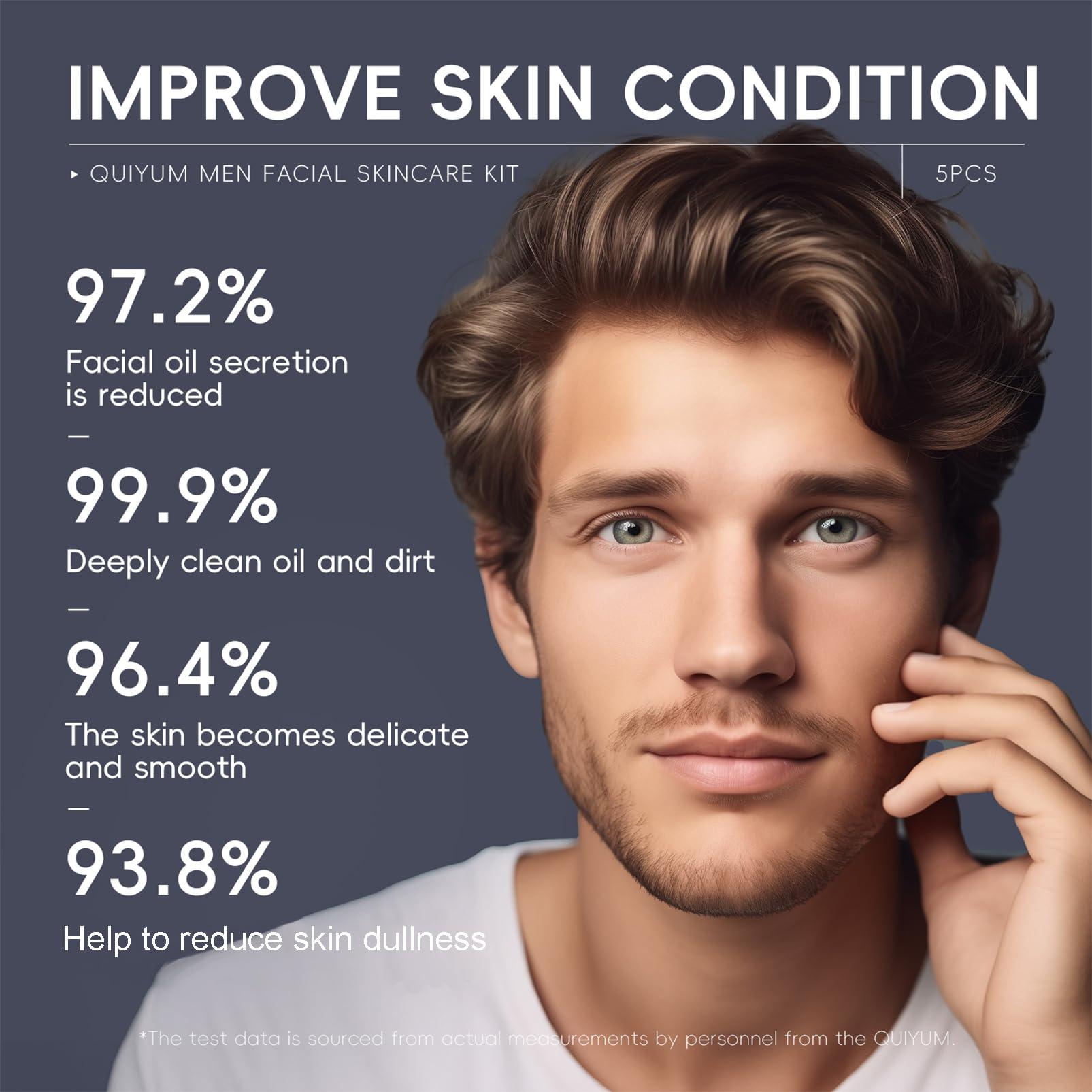 ISHERBIN Mens Gifts for Christmas, Mens Skin Care Set, Mens Facial Care Kit, Anti-Aging Skin Care Routine for Men: Face Wash, Scrub, Men\'s Evening Moisturizer & Day Cream, Eye Cream Beauty Gifts for Him 5-Pack