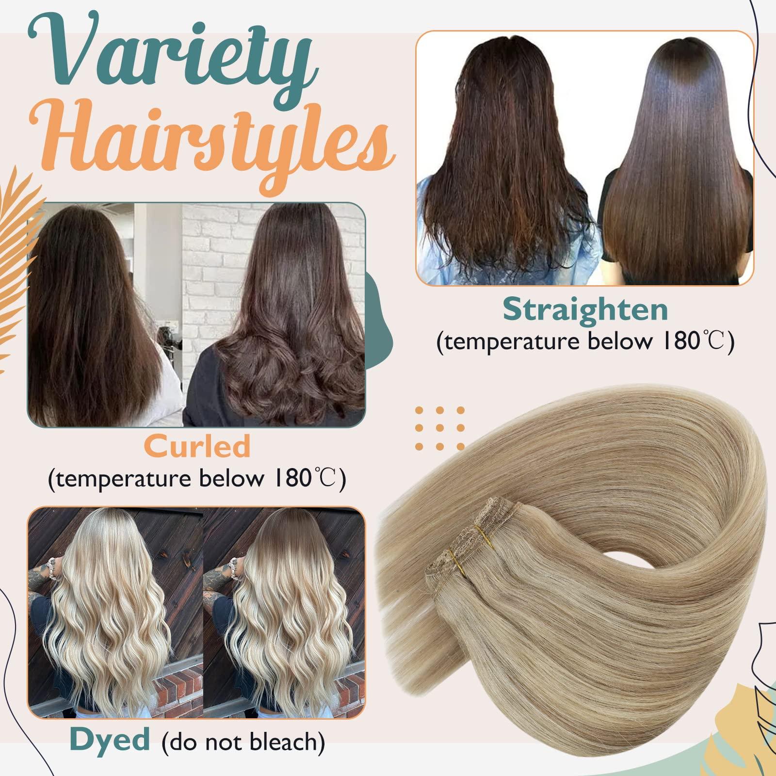 Sunny Hair Bundle Wire Hair Extensions and Clip in Hair Extensions Golden Blonde Highlights Light Blonde 220g 20inch
