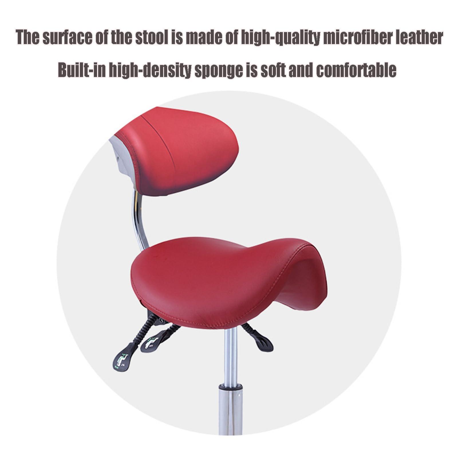 SFKLYU SFKLYU Adjustable Saddle Stool with Back Support Ergonomic Rolling Chairs Esthetician Seat for Salon Tattoo Shop Spa Home Dentist Clinic,P24