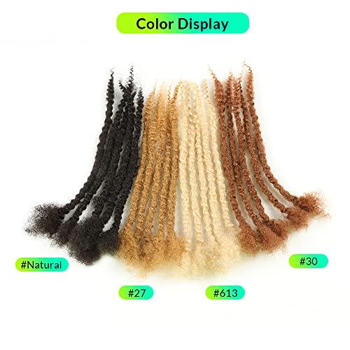 Orientfashion Orientfashion Textured Loc Extensions Human Hair 8-16inch 0.4cm 0.6cm And 0.8cm Dreadlocks Handmade Permanent Locs Extensions Can Be Dyed Bleached Curled (12 Inch 30strands, 0.6cm Natural black)