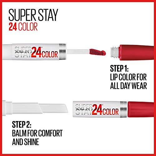 Maybelline New York Maybelline Super Stay 24, 2-Step Liquid Lipstick Makeup, Long Lasting Highly Pigmented Color with Moisturizing Balm, Unlimited Raisin, Purple, 1 Count