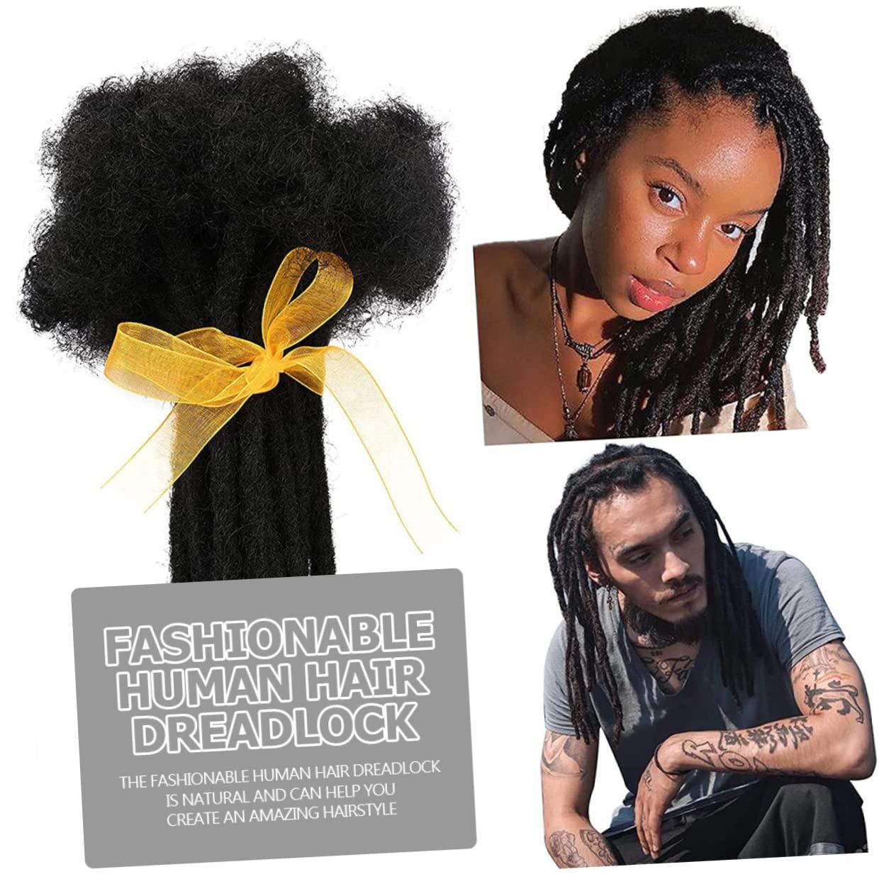 Housoutil Housoutil Real Dreadlocks Hair Bundles Human Hair Dreadlocks Wig Human Hair Bundles Dreadlocks Men Dread Locks Hair Extensions Beads for Hair Wig for Men Hair Extension Clips Black Real Hair