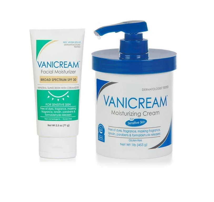 Vanicream Vanicream Moisturizing Cream with Pump, 16 Ounce & Facial Moisturizer with SPF, 2.5 Ounce