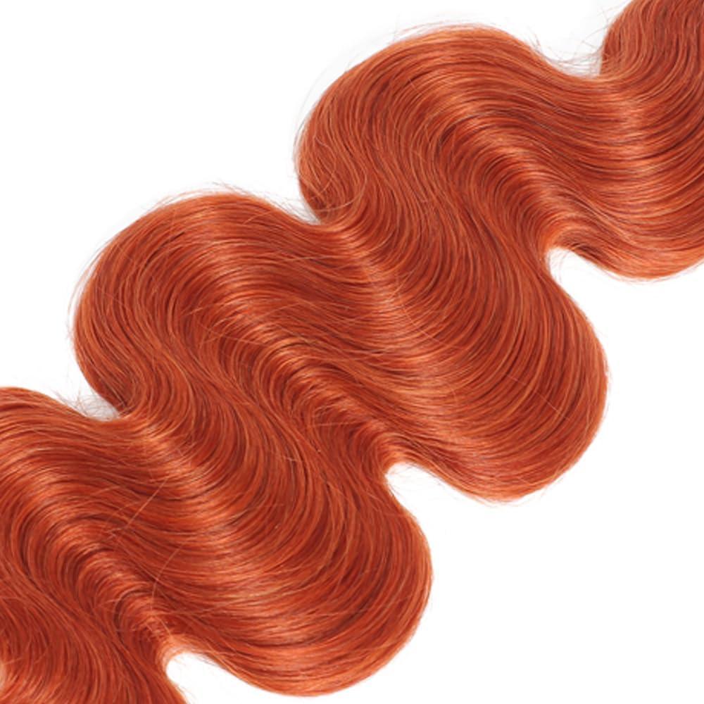 AuokMar Color #350 Ginger Human Hair Bundles Orange Body Wave Bundles Human Hair 22 24 26 Inch Brazilian Virgin Hair Weave Burnt Orange Ginger Bundles Human Hair Extensions