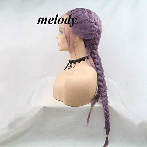 melody wig Melody Long Mixed Purple Braid Lace Wig Synthetic Double Braid Wig Lace Front Purple Wig Ponytail Wig Heat Resistant Fiber Long Braid Wig Cosplay Wigs With Baby Hair Middle Part