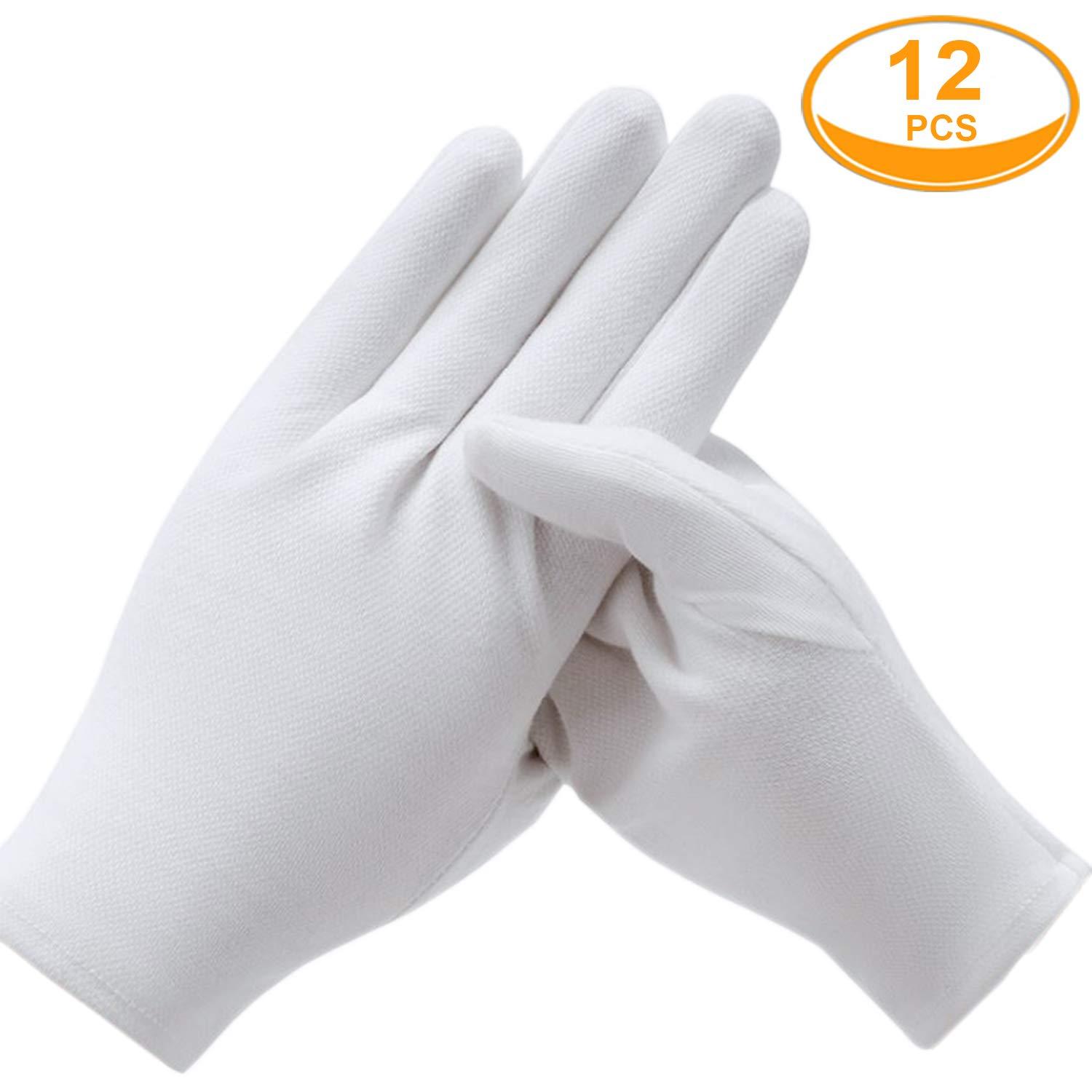 COYAHO 6 Pairs White Cotton Gloves for Dry Hands Eczema SPA Moisturizing - Work Glove Liners for Serving Costume Inspection