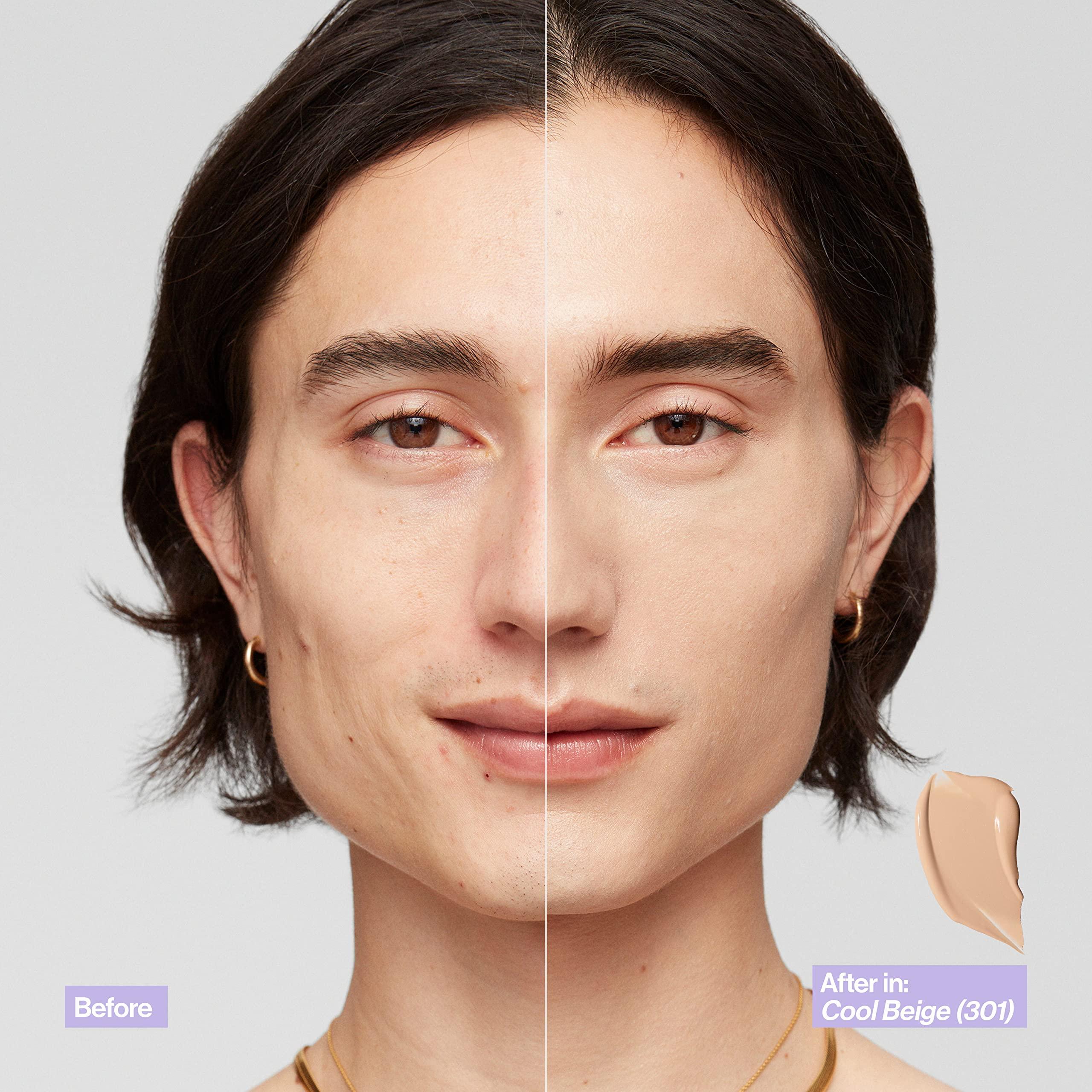 REVLON Revlon Illuminance Skin-Caring Liquid Foundation, Hyaluronic Acid, Hydrating and Nourishing Formula with Medium Coverage, 301 Cool Beige, 1 fl oz