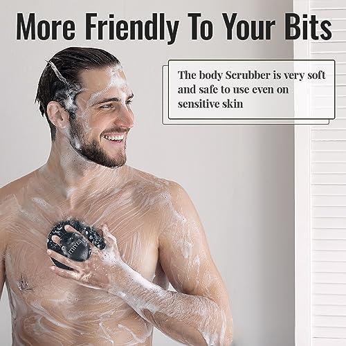Ithyes Ithyes Silicone Body Scrubber Exfoliating Body Brush for Men Women Lathers Well Easy to Clean More Hygienic Than Loofah Shower Scrubber Face Scrubber for Sensitive Skin 1 Pack (Black)