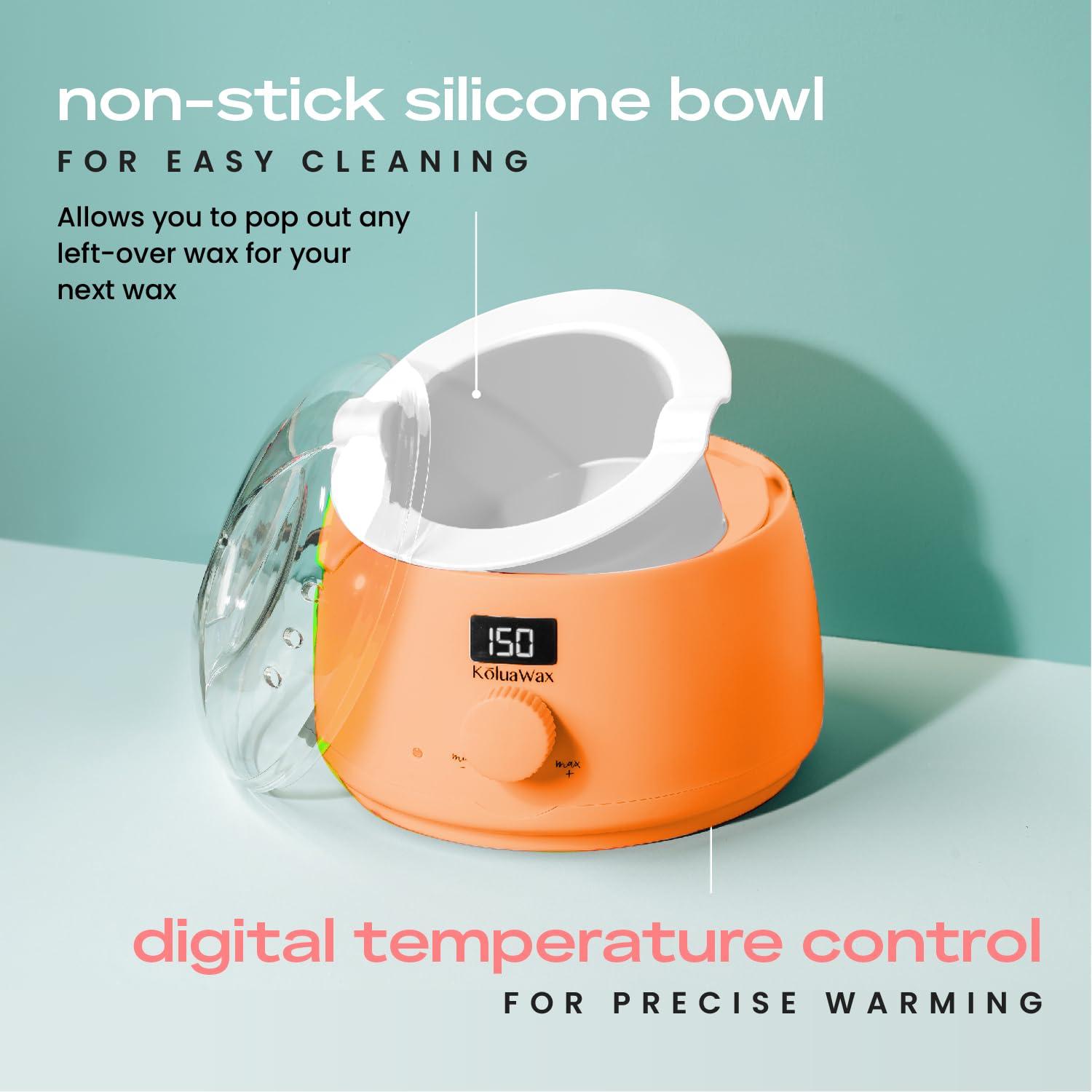 KoluaWax KoluaWax Premium Waxing Kit for Women - Hot Melt Hard Wax Warmer for Hair Removal, Eyebrow, Bikini, Legs, Face, Brazilian Wax - Machine, 4-Pack Beads, Accessories, Peach Fuzz