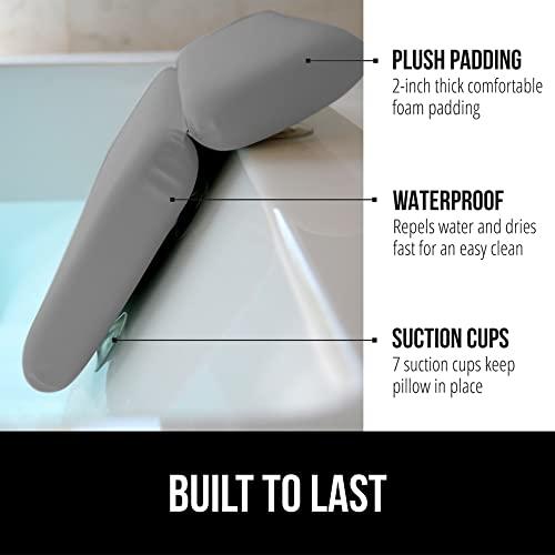 Gorilla Grip GORILLA GRIP Bath Pillow for Tub, Improved Suction Cups, Luxury Bathtub Pillows, Headrest for Neck and Back Support, Relaxing Home Spa, Hot Tubs and Bathroom Essentials, Gifts for Women, 2 Panel Gray