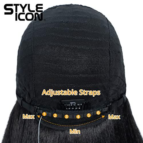 Style Icon Style Icon 36" Lace Front Wigs Super Long Yaki Straight Wig With Baby Hair 130% Density Synthetic Wig (36 Inches, 1B)