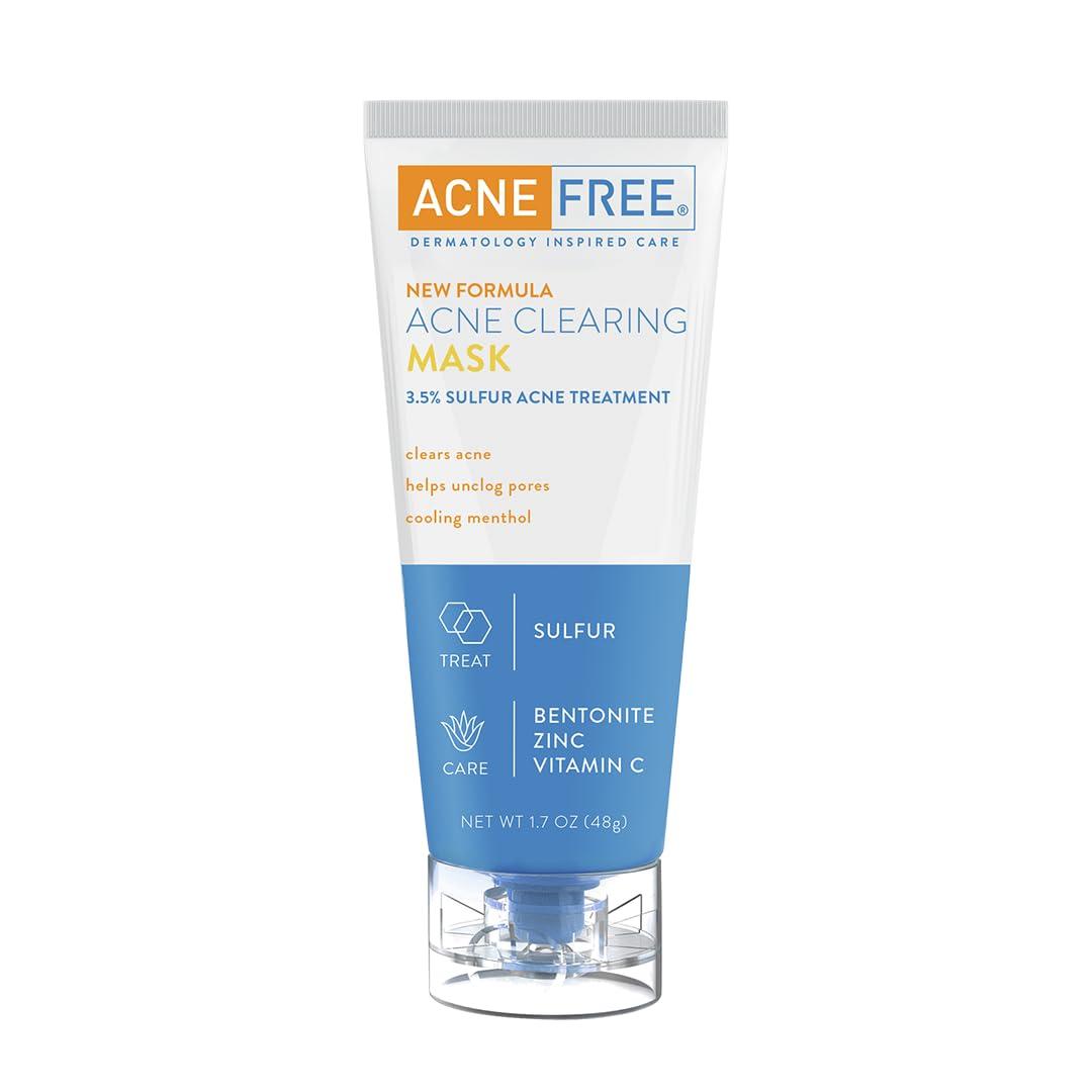 AcneFree AcneFree Acne Clearing Mask, 3.5% Sulfur Acne Treatment, Absorbs Excess Oil and Unclogs Pores with Vitamin C, Bentonite, and Zinc, 1.7 Ounce