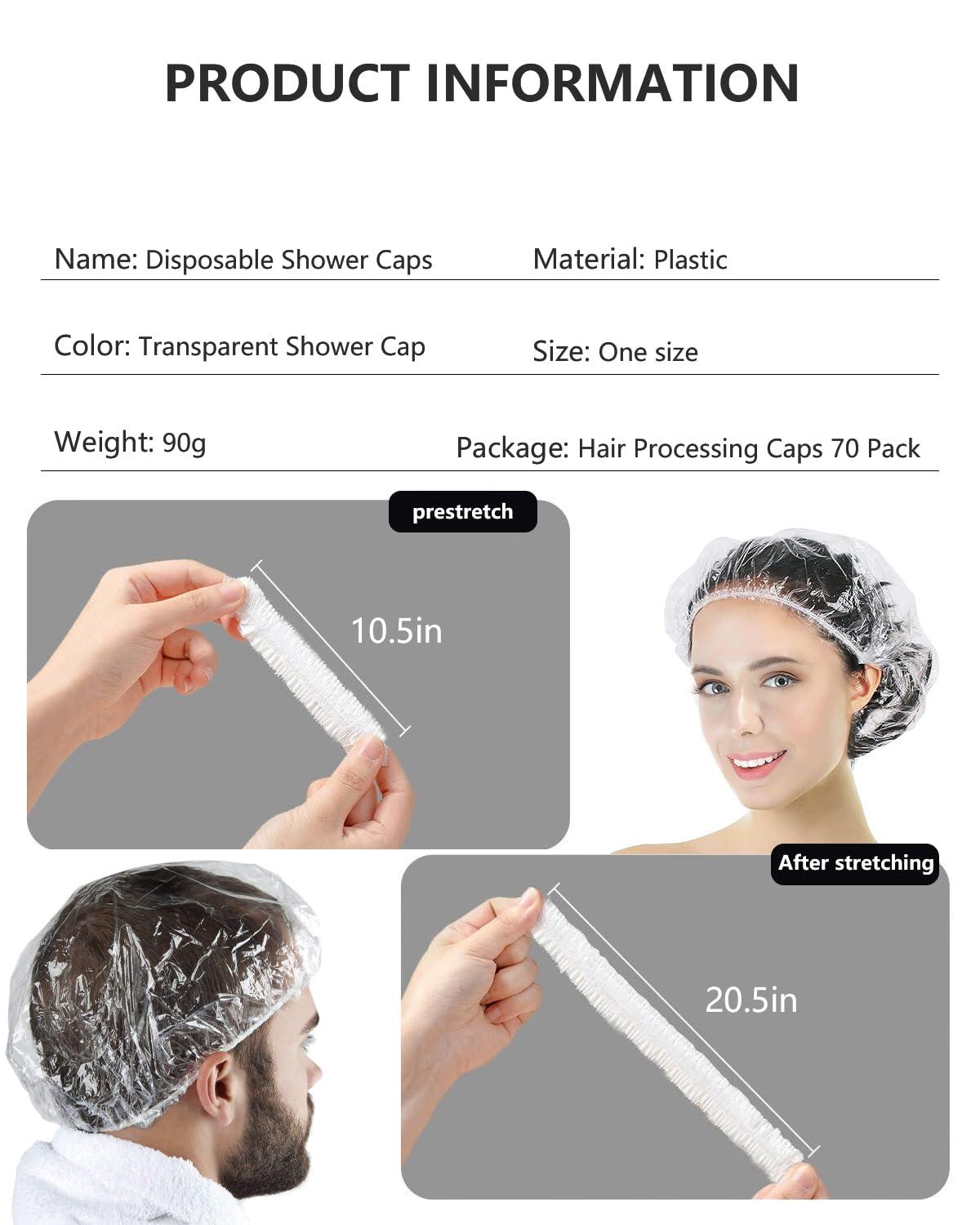 Years calm Years Calm 40PCS Disposable Shower Caps, Clear Shower Caps for Travel, large Plastic Hair Caps for Women, Home Use, Hotel (large Size 20.5\") (40PCS)