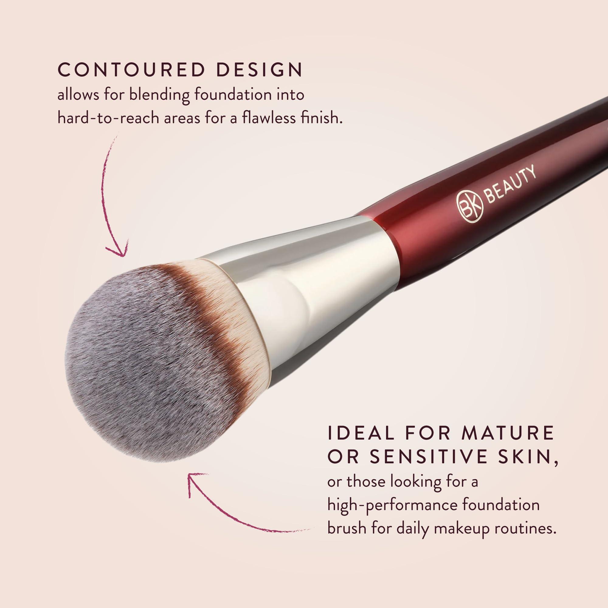 BK BEAUTY BK BEAUTY BRUSHES - 101 CONTOURED FOUNDATION BRUSH - Contoured Foundation Brush - Foundation Makeup Brushes - Face Brush For Liquid Or Cream Foundations