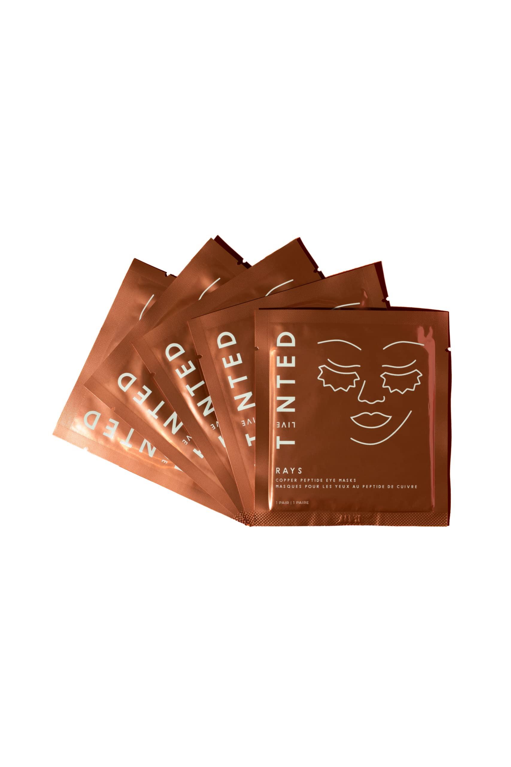 Live Tinted Live Tinted Rays Copper Peptide Eye Masks - Cooling, Brightening, & Nourishing Under Eye Patches, Reduces Fine Lines, & Hydrates with Copper Peptides, Banana Extract, & Bakuchiol - 5 Pairs