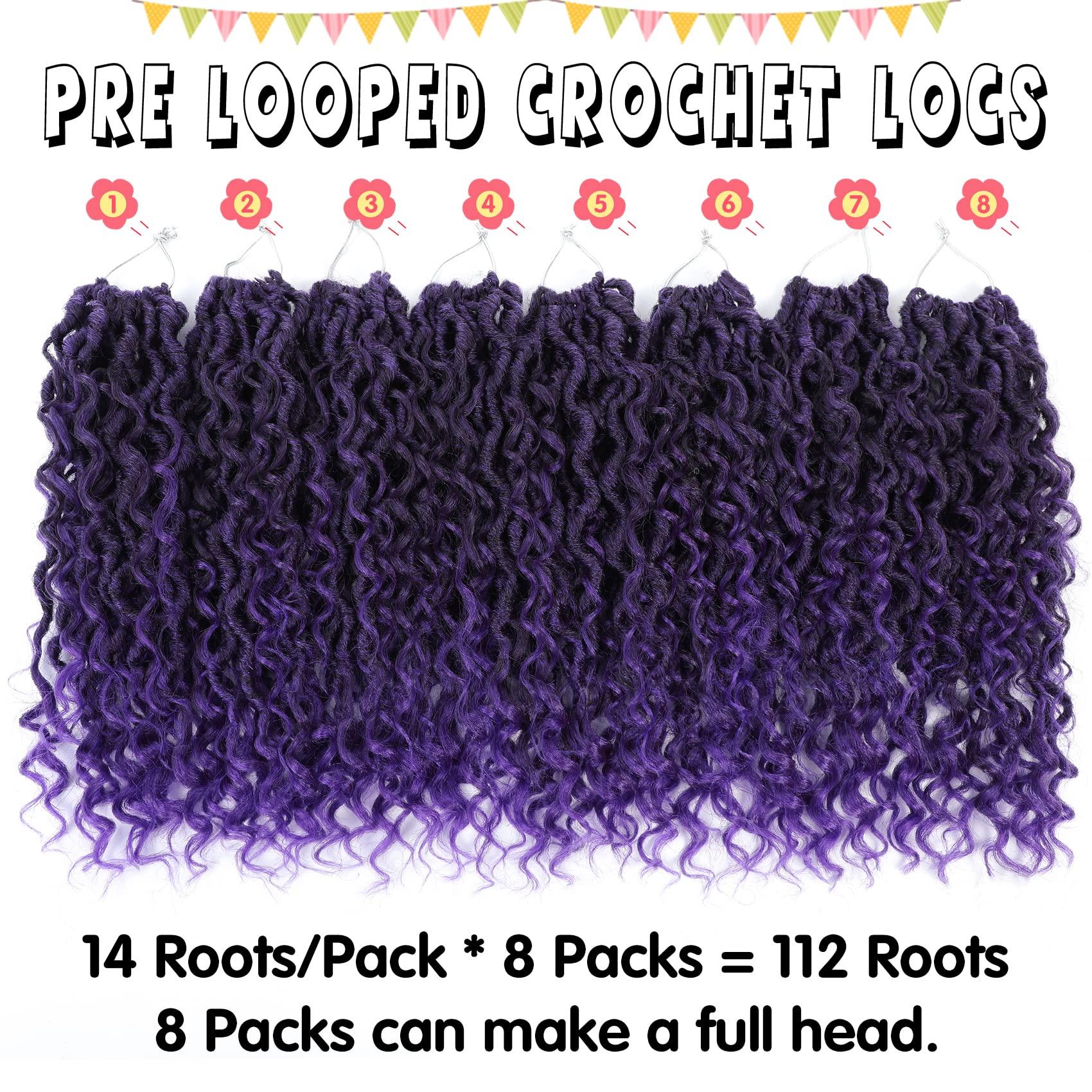 Fulcrum Fulcrum Goddess Locs Crochet Hair 12 Inch, 8 Packs New Faux Locs Crochet Hair for Black Women, Crochet locs with Curly Ends (12Inch (Pack of 8), 1B/Purple#)