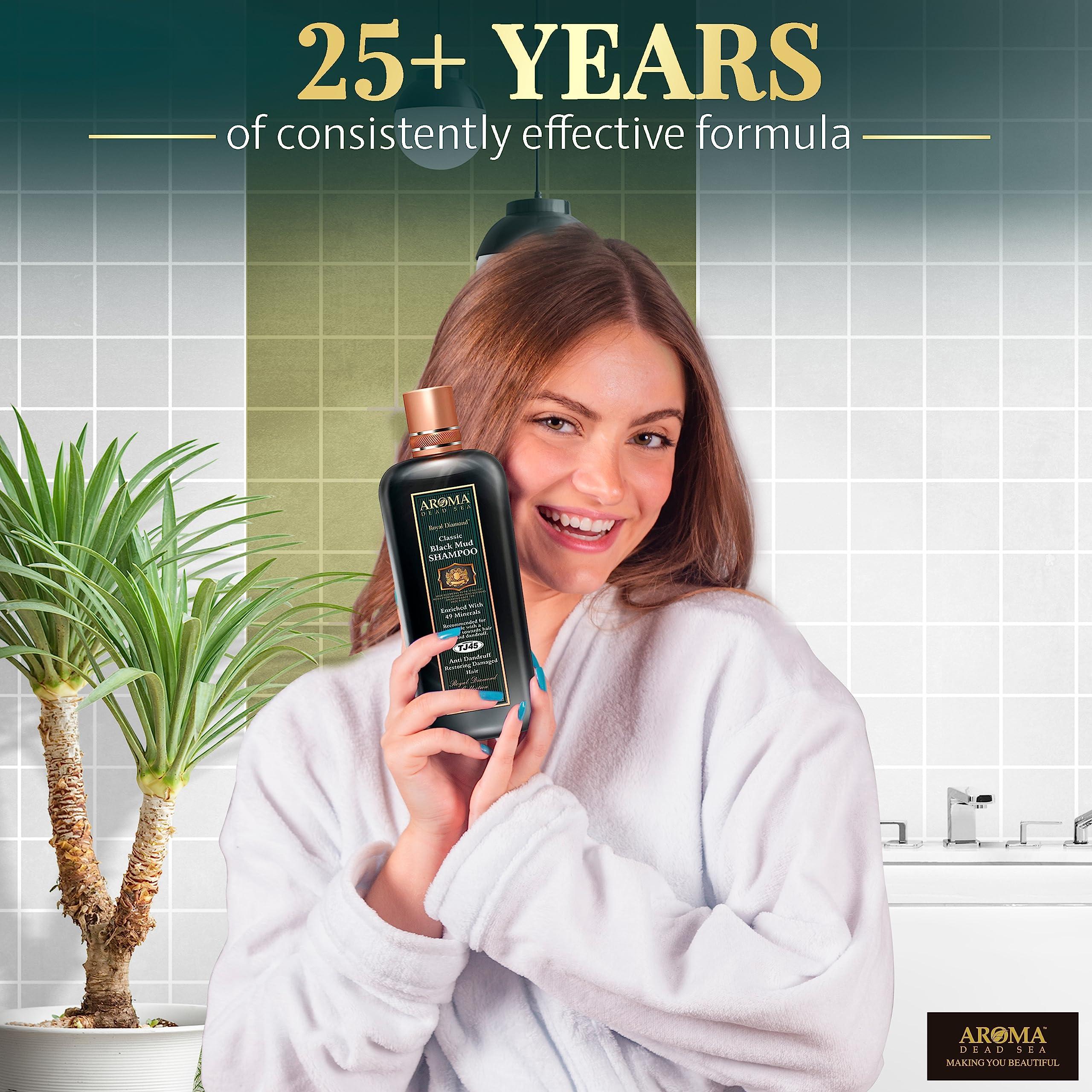 Aroma Dead Sea Aroma Dead Sea Black Mud Shampoo - Fights Dandruff, Thinning Hair, Weak Roots & Itchy Scalp. Prevents Hair Loss & Encourages Growth. Ideal for Damaged Hair (12.85 fl.oz)