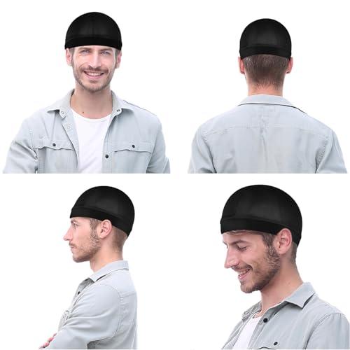 WY LIGHTING LEVEL Silky Bonnet for Men, Wave Cap Satin Silk Hair Bonnet for Sleep, Durags Elastic Band Wave Caps for 360 540 720 Waves, Sleeping Shower Caps Silk Hair Wrap for Men Women (Black)